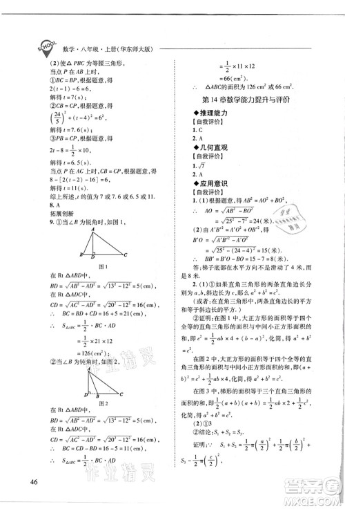 山西教育出版社2021新课程问题解决导学方案八年级数学上册华东师大版答案
