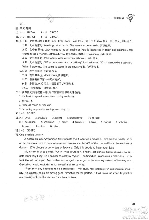 山西教育出版社2021新课程问题解决导学方案八年级英语上册人教版答案