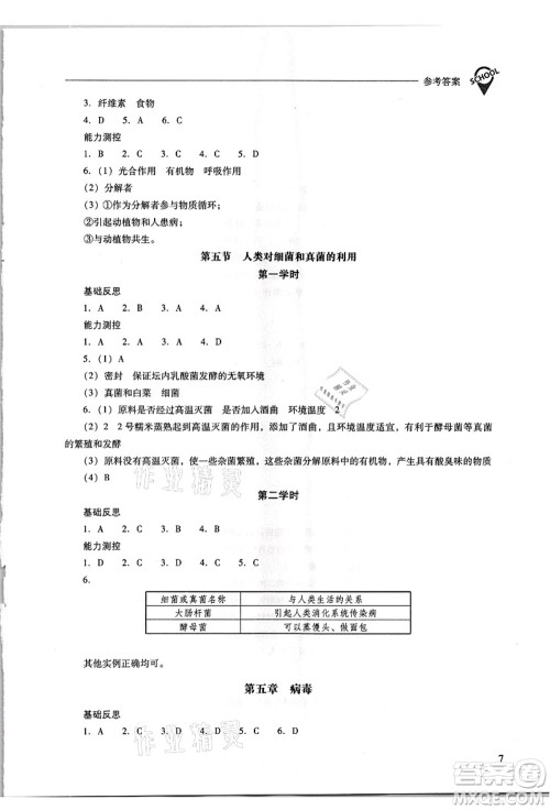 山西教育出版社2021新课程问题解决导学方案八年级生物上册人教版答案