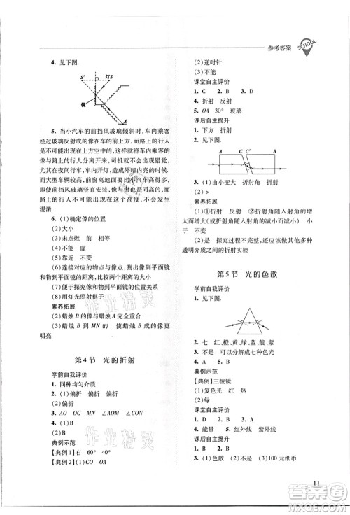 山西教育出版社2021新课程问题解决导学方案八年级物理上册人教版答案