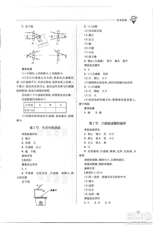 山西教育出版社2021新课程问题解决导学方案八年级物理上册人教版答案