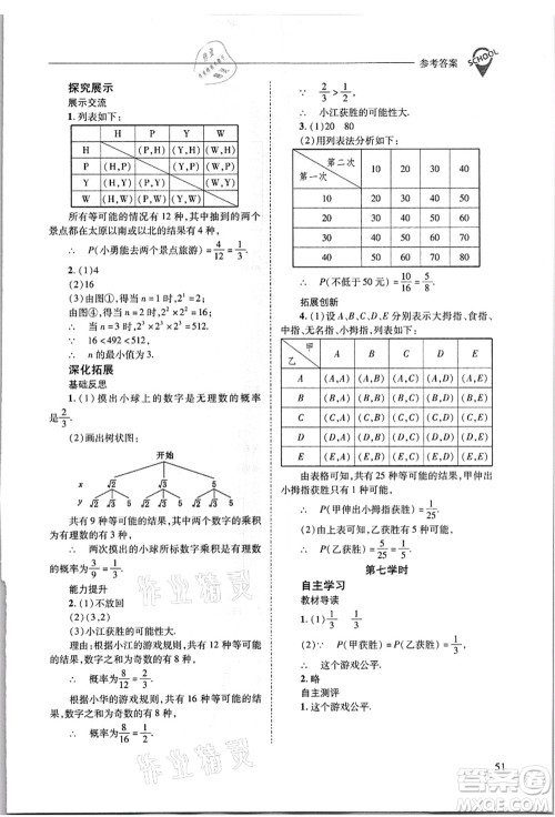 山西教育出版社2021新课程问题解决导学方案九年级数学上册华东师大版答案 山西教育出版社2021新课程问题解决导学方案九年级数学上册华东师大版答案