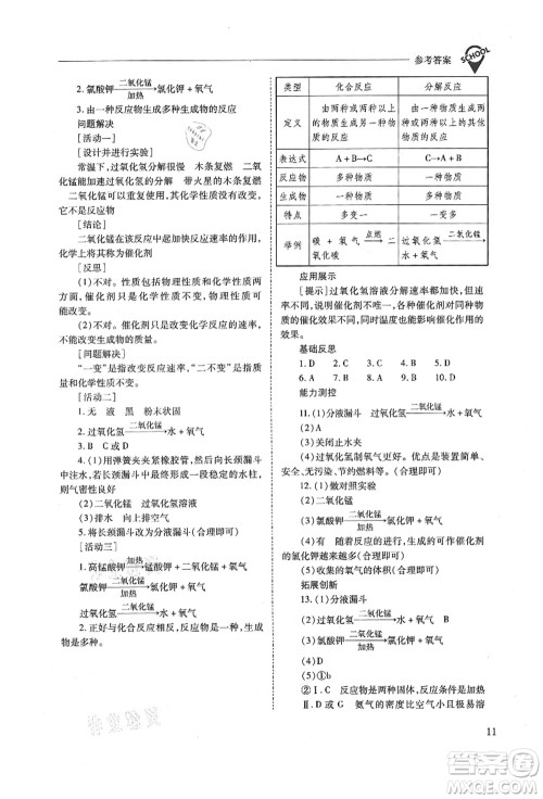 山西教育出版社2021新课程问题解决导学方案九年级化学上册人教版答案