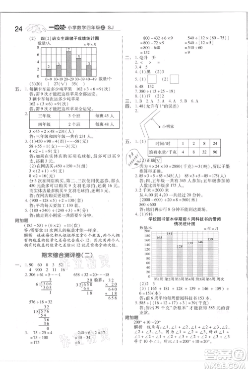 南京师范大学出版社2021一遍过四年级上册数学苏教版参考答案 南京师范大学出版社2021一遍过四年级上册数学苏教版参考答案