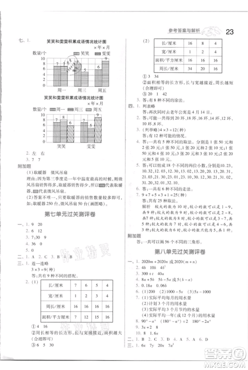 南京师范大学出版社2021一遍过五年级上册数学苏教版参考答案