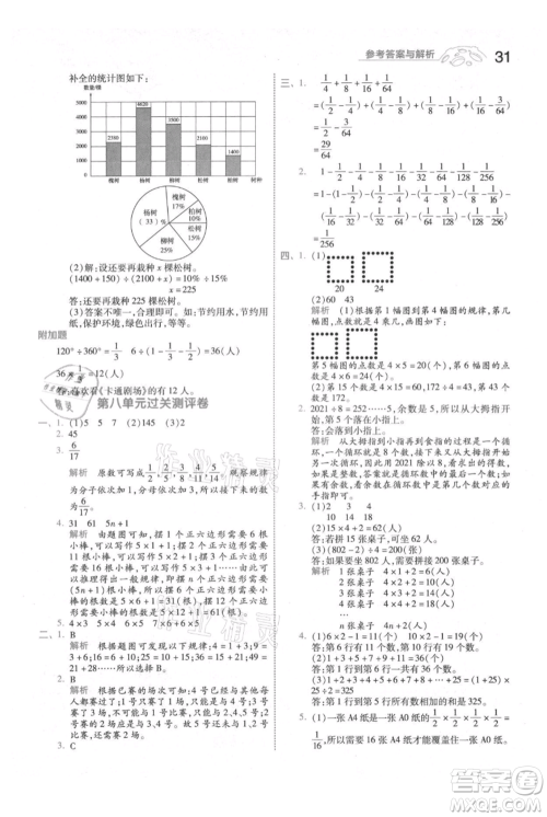 南京师范大学出版社2021一遍过六年级上册数学人教版参考答案