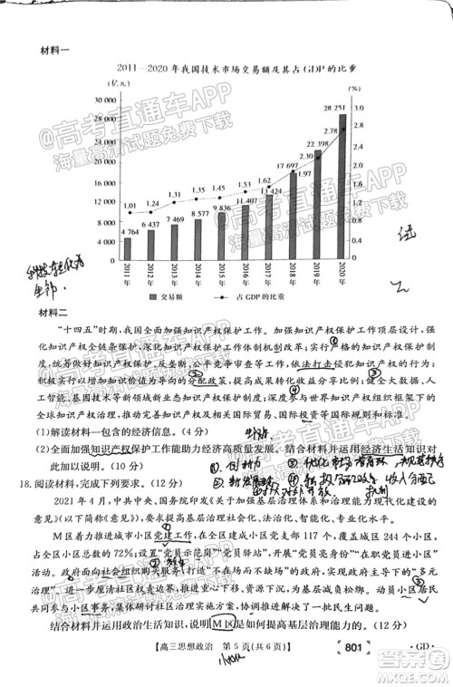 2022届广东高三8月金太阳联考思想政治试题及答案