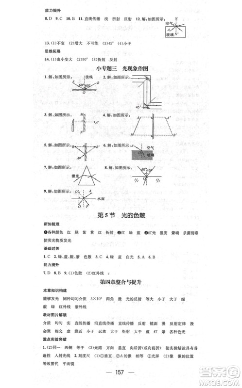 江西教育出版社2021名师测控八年级物理上册RJ人教版答案