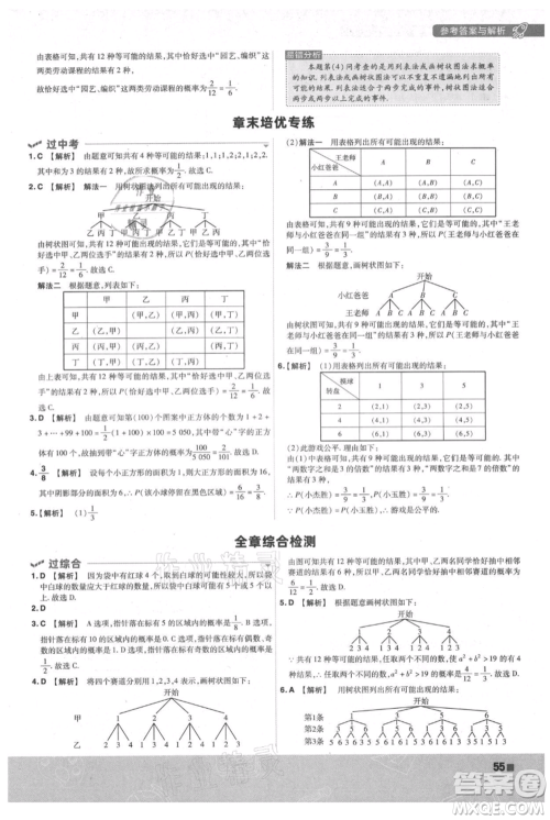 南京师范大学出版社2021一遍过九年级上册数学苏科版参考答案 南京师范大学出版社2021一遍过九年级上册数学苏科版参考答案