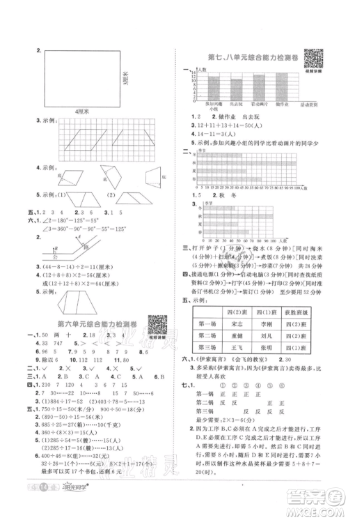 江西教育出版社2021阳光同学课时优化作业四年级上册数学人教版参考答案