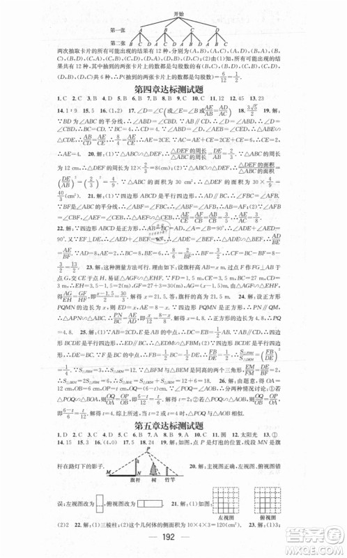 江西教育出版社2021名师测控九年级数学上册BSD北师大版答案