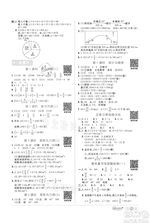 江西教育出版社2021阳光同学课时优化作业六年级上册数学人教版参考答案