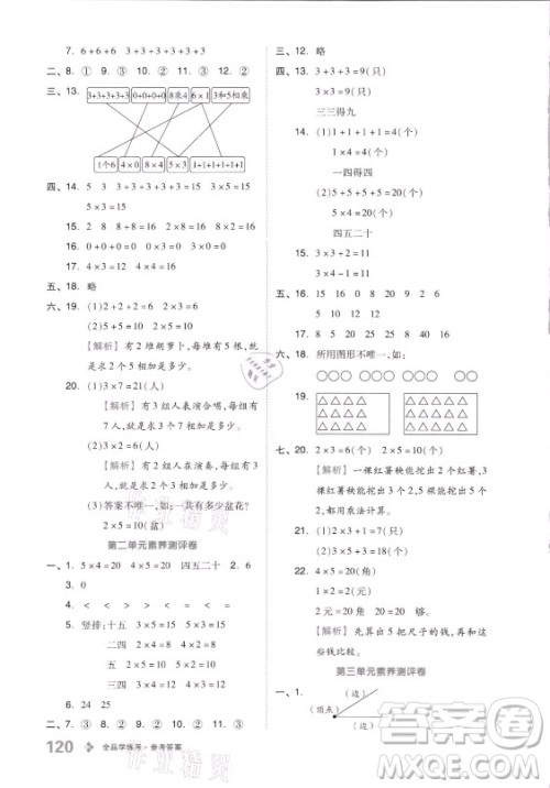 开明出版社2021全品学练考数学二年级上册QD青岛版答案