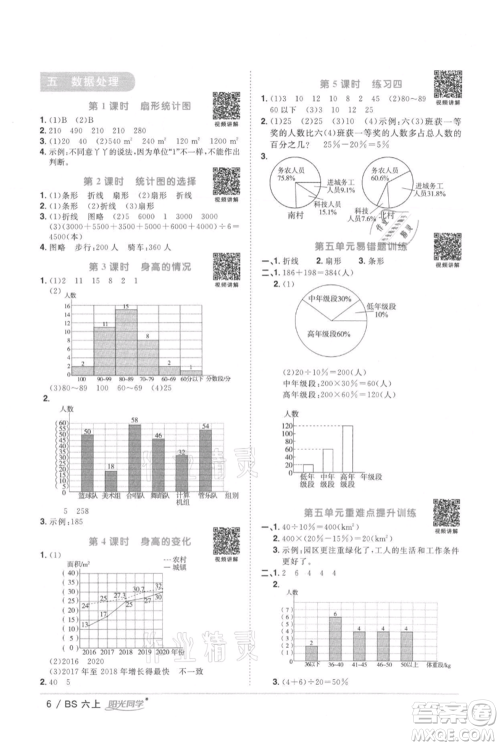 江西教育出版社2021阳光同学课时优化作业六年级上册数学北师大版参考答案