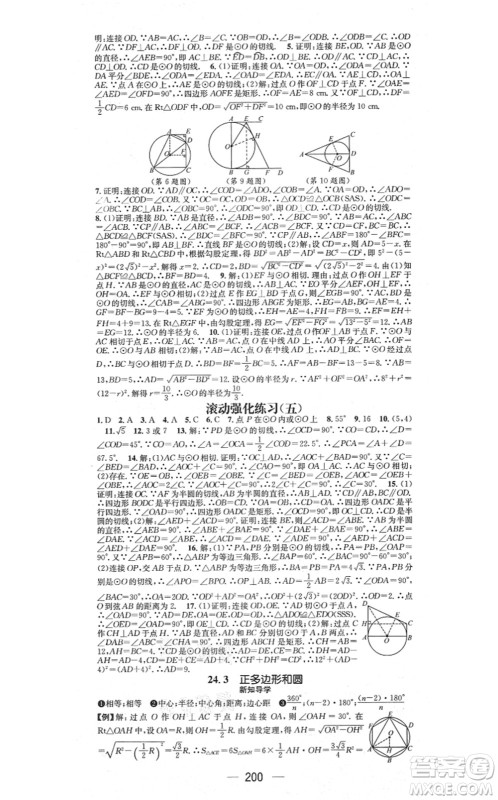 江西教育出版社2021名师测控九年级数学上册RJ人教版江西专版答案