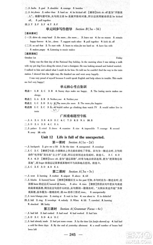 广东经济出版社2021名师测控九年级英语全一册人教版广西专版答案