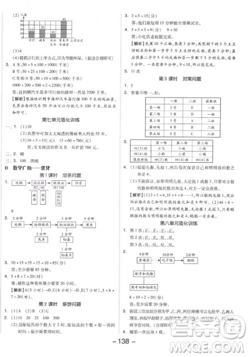 开明出版社2021全品学练考数学四年级上册RJ人教版答案