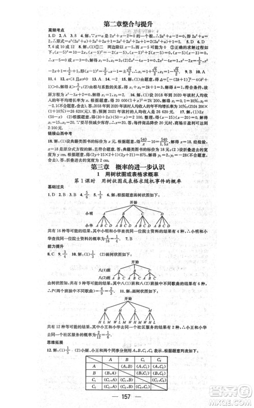 武汉出版社2021名师测控九年级数学上册BS北师版山西专版答案 武汉出版社2021名师测控九年级数学上册BS北师版山西专版答案