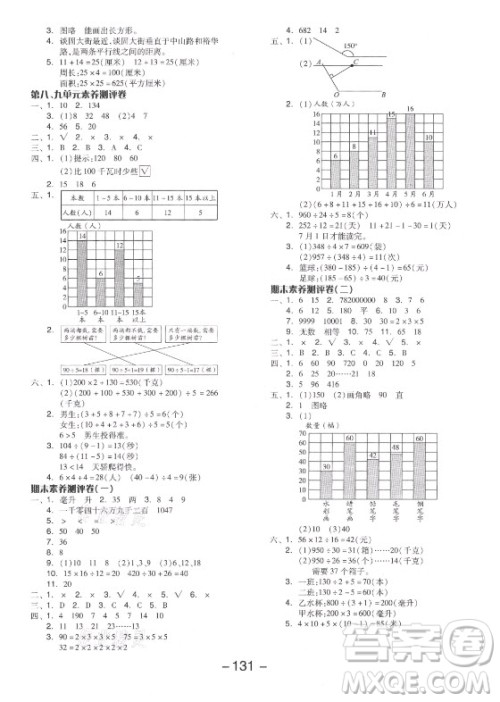 开明出版社2021全品学练考数学四年级上册JJ冀教版答案