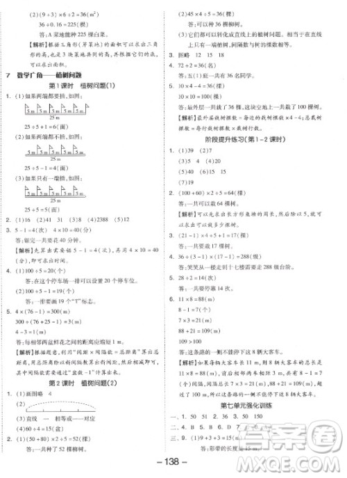 开明出版社2021全品学练考数学五年级上册RJ人教版答案