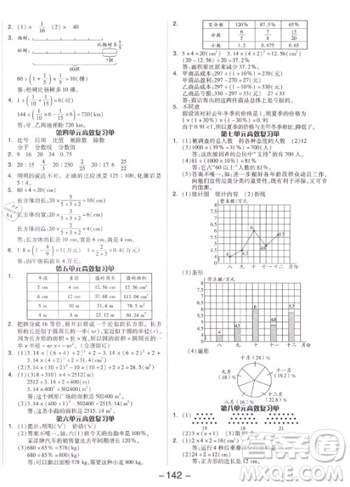 开明出版社2021全品学练考数学六年级上册RJ人教版答案