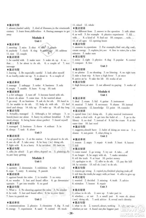安徽师范大学出版社2021课时A计划九年级上册英语外研版参考答案