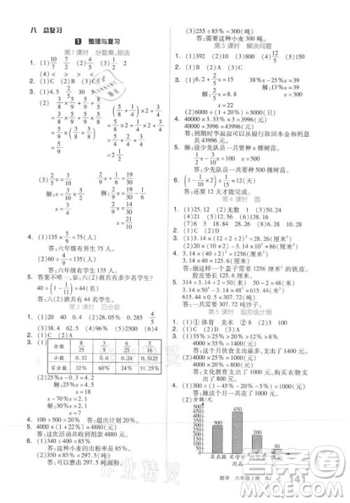 开明出版社2021全品学练考数学六年级上册BJ北京版答案