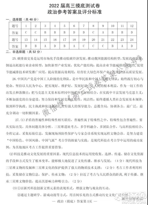 南昌市2022届高三摸底测试卷政治试题及答案 南昌市2022届高三摸底测试卷政治试题及答案