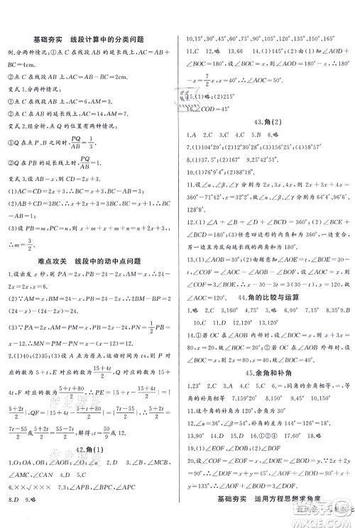 长江少年儿童出版社2021思维新观察七年级数学上册RJ人教版天津专版答案 长江少年儿童出版社2021思维新观察七年级数学上册RJ人教版天津专版答案