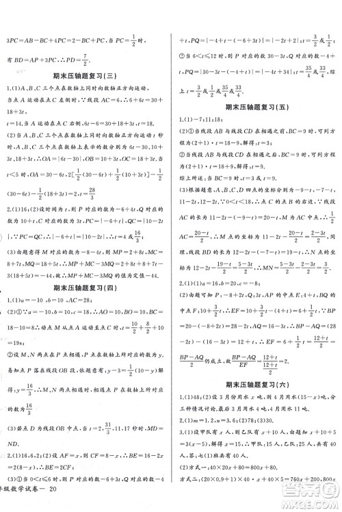 长江少年儿童出版社2021思维新观察七年级数学上册RJ人教版天津专版答案 长江少年儿童出版社2021思维新观察七年级数学上册RJ人教版天津专版答案