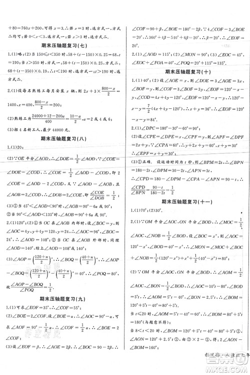 长江少年儿童出版社2021思维新观察七年级数学上册RJ人教版天津专版答案 长江少年儿童出版社2021思维新观察七年级数学上册RJ人教版天津专版答案