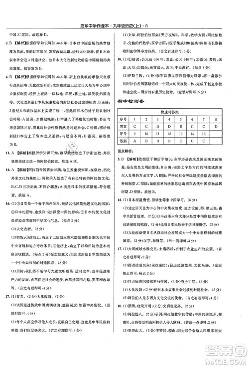 龙门书局2021启东中学作业本九年级历史上册R人教版答案 龙门书局2021启东中学作业本九年级历史上册R人教版答案