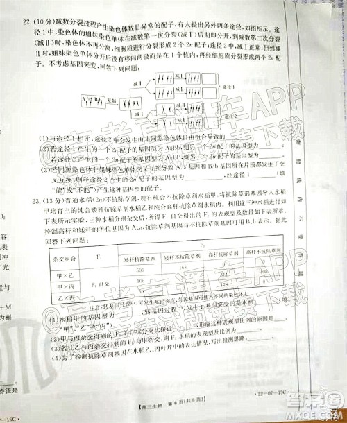 2022届河北省金太阳9月联考新高三第一次考试生物试题及答案