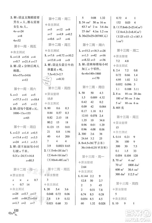 辽宁教育出版社2021小学学霸天天计算五年级数学上册RJ人教版答案 辽宁教育出版社2021小学学霸天天计算五年级数学上册RJ人教版答案