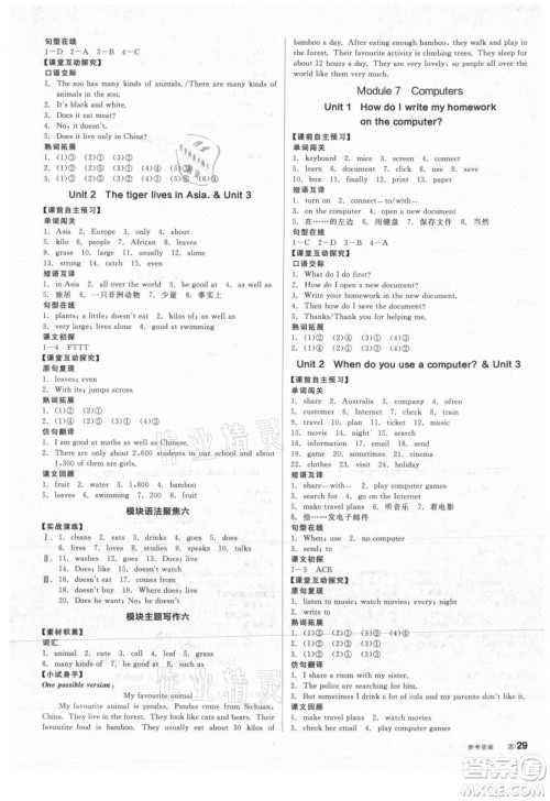 阳光出版社2021全品学练考英语七年级上册WY外研版答案 阳光出版社2021全品学练考英语七年级上册WY外研版答案