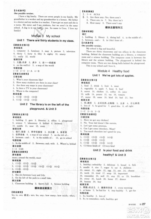 阳光出版社2021全品学练考英语七年级上册WY外研版答案 阳光出版社2021全品学练考英语七年级上册WY外研版答案