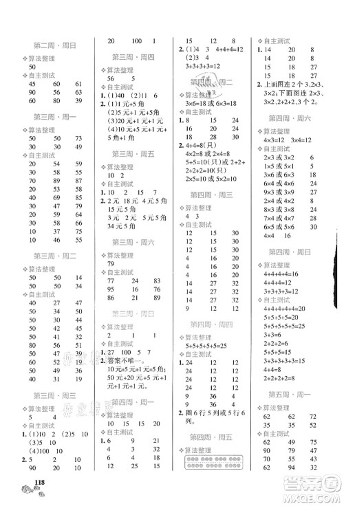 辽宁教育出版社2021小学学霸天天计算二年级数学上册BS北师版答案