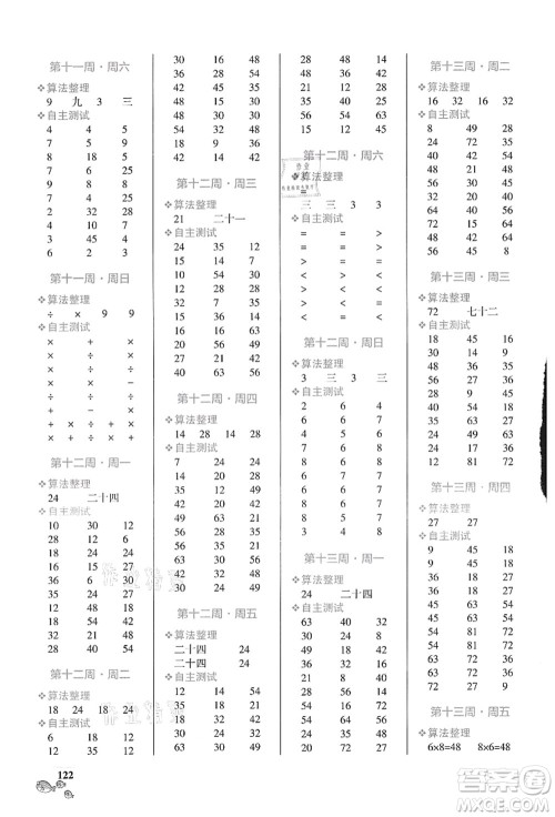 辽宁教育出版社2021小学学霸天天计算二年级数学上册BS北师版答案