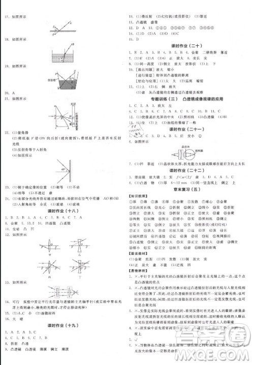 阳光出版社2021全品学练考物理八年级上册RJ人教版答案