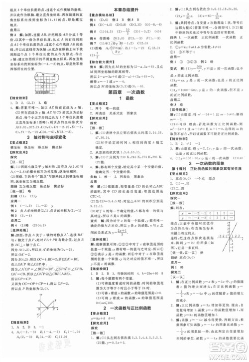 阳光出版社2021全品学练考数学八年级上册BS北师大版答案