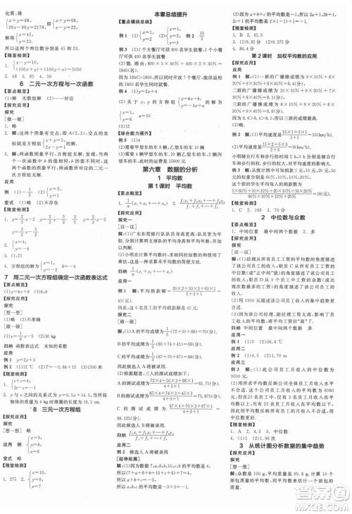 阳光出版社2021全品学练考数学八年级上册BS北师大版答案