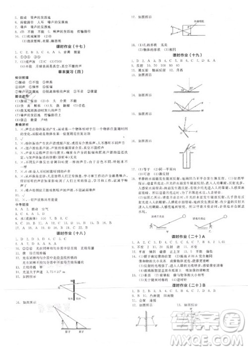 阳光出版社2021全品学练考物理八年级上册BS北师大版答案