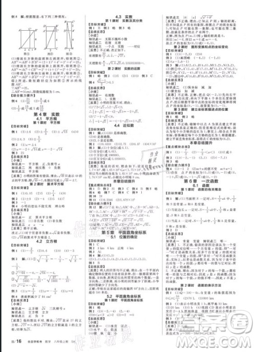 阳光出版社2021全品学练考数学八年级上册SK苏科版徐州专版答案