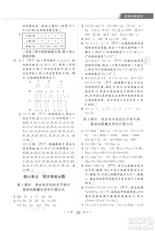 北京教育出版社2021秋季亮点给力提优课时作业本五年级上册数学江苏版参考答案 北京教育出版社2021秋季亮点给力提优课时作业本五年级上册数学江苏版参考答案