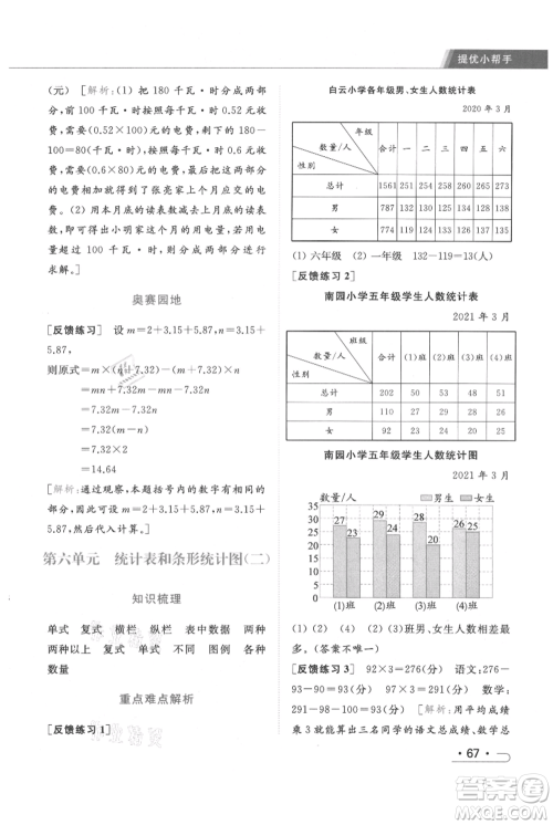 北京教育出版社2021秋季亮点给力提优课时作业本五年级上册数学江苏版参考答案 北京教育出版社2021秋季亮点给力提优课时作业本五年级上册数学江苏版参考答案