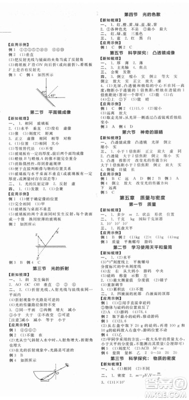 阳光出版社2021全品学练考物理八年级上册HK沪科版答案