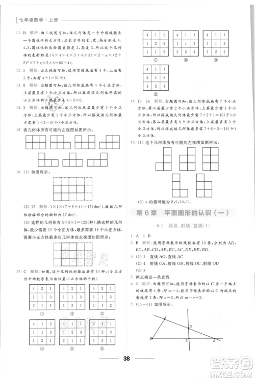 云南美术出版社2021秋季亮点给力提优课时作业本七年级上册数学通用版参考答案 云南美术出版社2021秋季亮点给力提优课时作业本七年级上册数学通用版参考答案