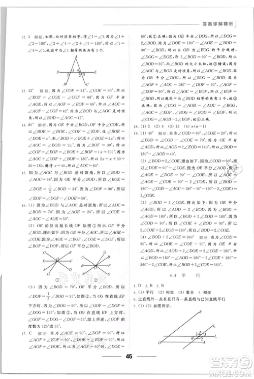 云南美术出版社2021秋季亮点给力提优课时作业本七年级上册数学通用版参考答案 云南美术出版社2021秋季亮点给力提优课时作业本七年级上册数学通用版参考答案