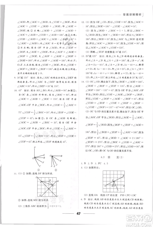 云南美术出版社2021秋季亮点给力提优课时作业本七年级上册数学通用版参考答案