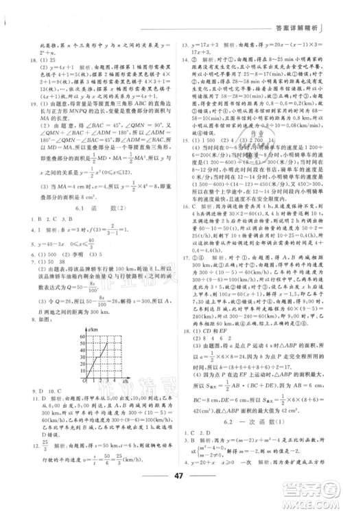 云南美术出版社2021秋季亮点给力提优课时作业本八年级上册数学通用版参考答案